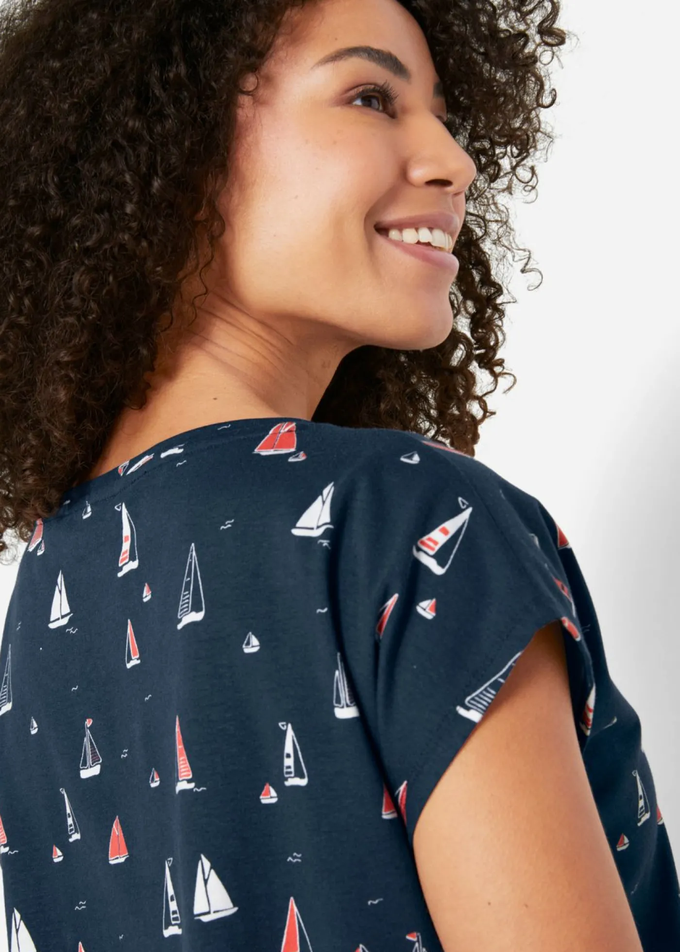 bonprix bonprix Camiseta holgada de manga corta Azul oscuro estampado Hot