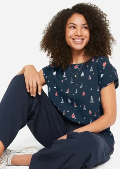 bonprix bonprix Camiseta holgada de manga corta Azul oscuro estampado Hot