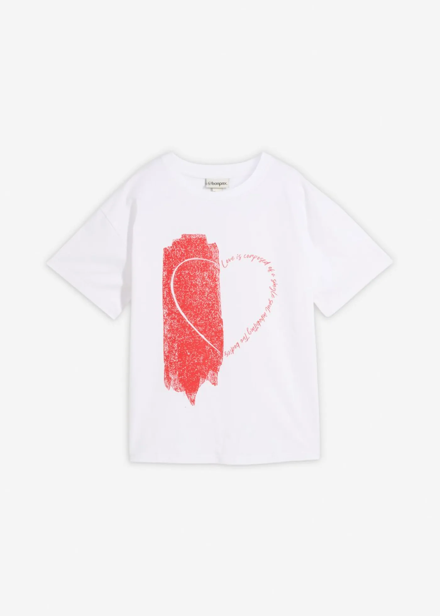 bonprix bonprix Camiseta holgada de mezcla de algodón orgánico elástico Blanco-fresa Clearance