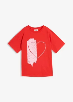 bonprix bonprix Camiseta holgada de mezcla de algodón orgánico elástico fresa-rosa cristal Outlet