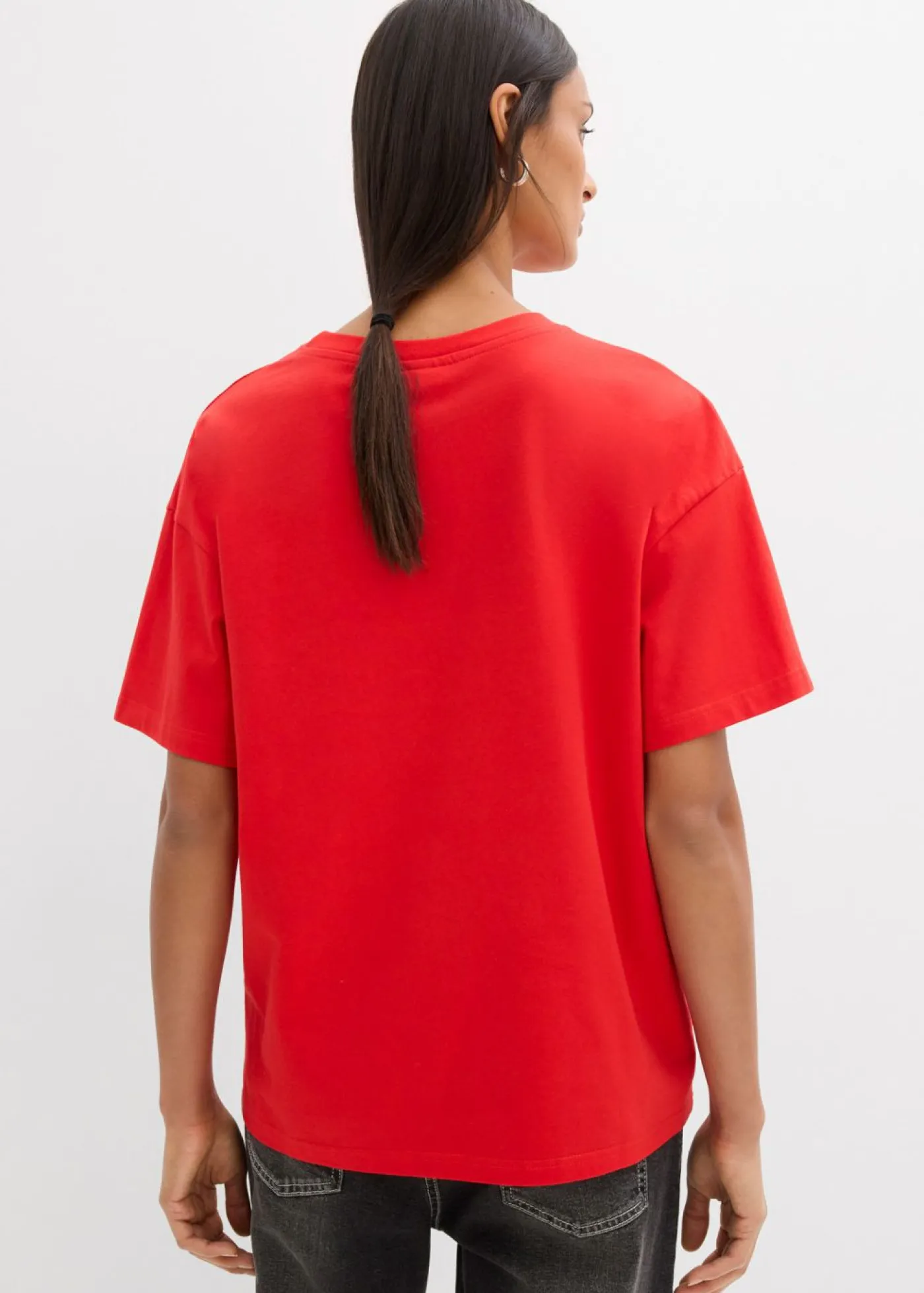 bonprix bonprix Camiseta holgada de mezcla de algodón orgánico elástico fresa-rosa cristal Outlet