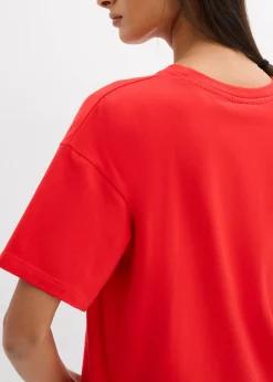 bonprix bonprix Camiseta holgada de mezcla de algodón orgánico elástico fresa-rosa cristal Outlet