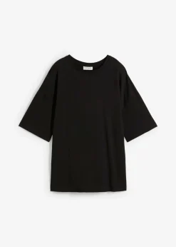 bonprix bonprix Camiseta holgada de mezcla de algodón Negro Outlet