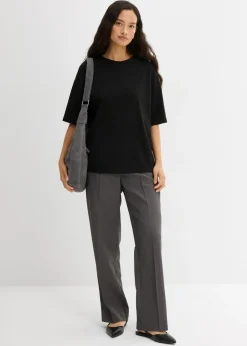 bonprix bonprix Camiseta holgada de mezcla de algodón Negro Outlet