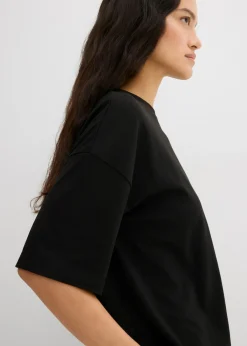 bonprix bonprix Camiseta holgada de mezcla de algodón Negro Outlet