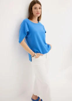 bonprix bonprix Camiseta holgada de mezcla de viscosa fluida azul glaciar Hot