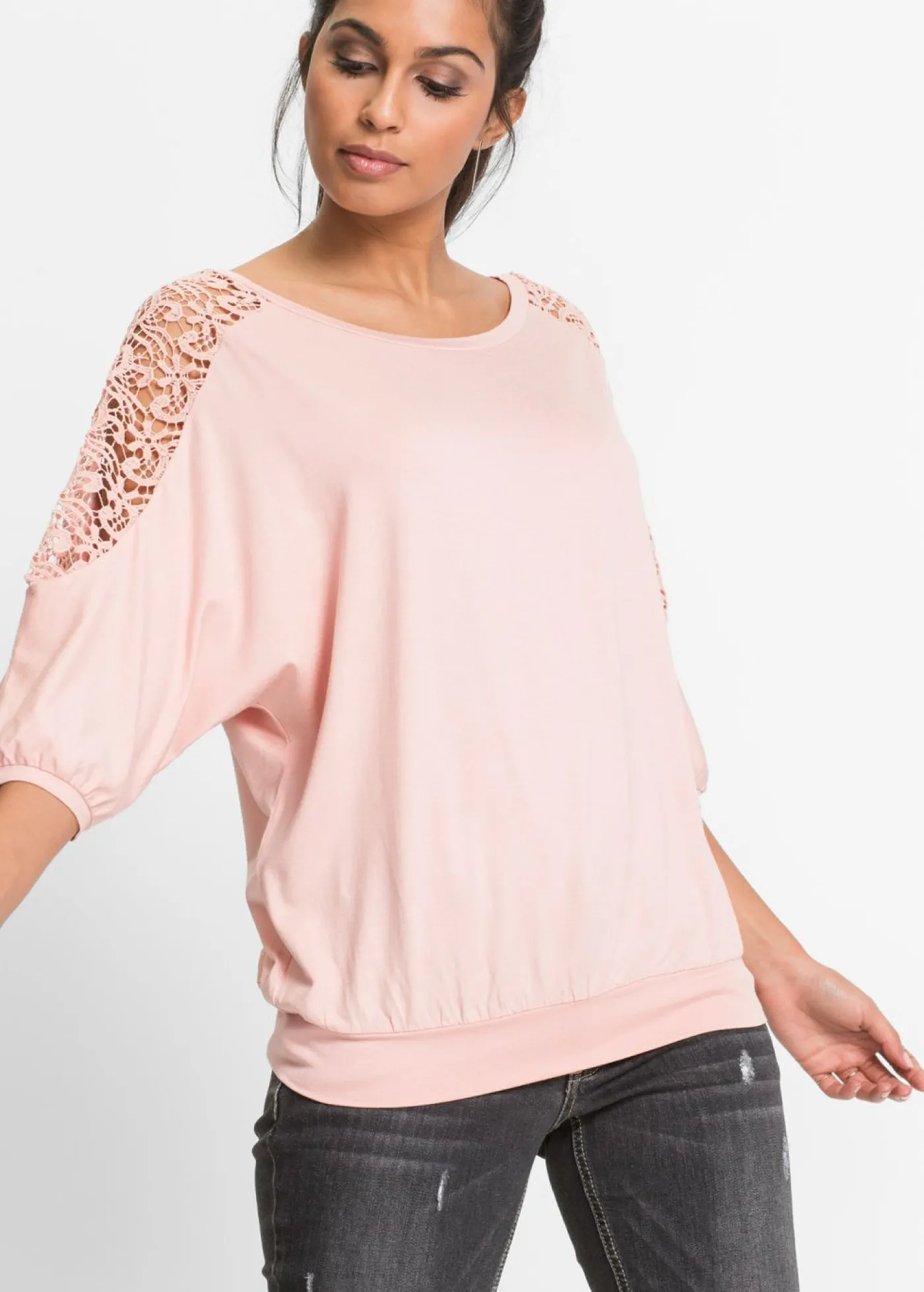 bonprix bonprix Camiseta holgada de mezcla de viscosa Rosa vintage Clearance