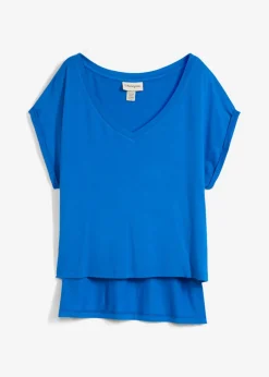 bonprix bonprix Camiseta holgada de mezcla de viscosa fluida Azur Best