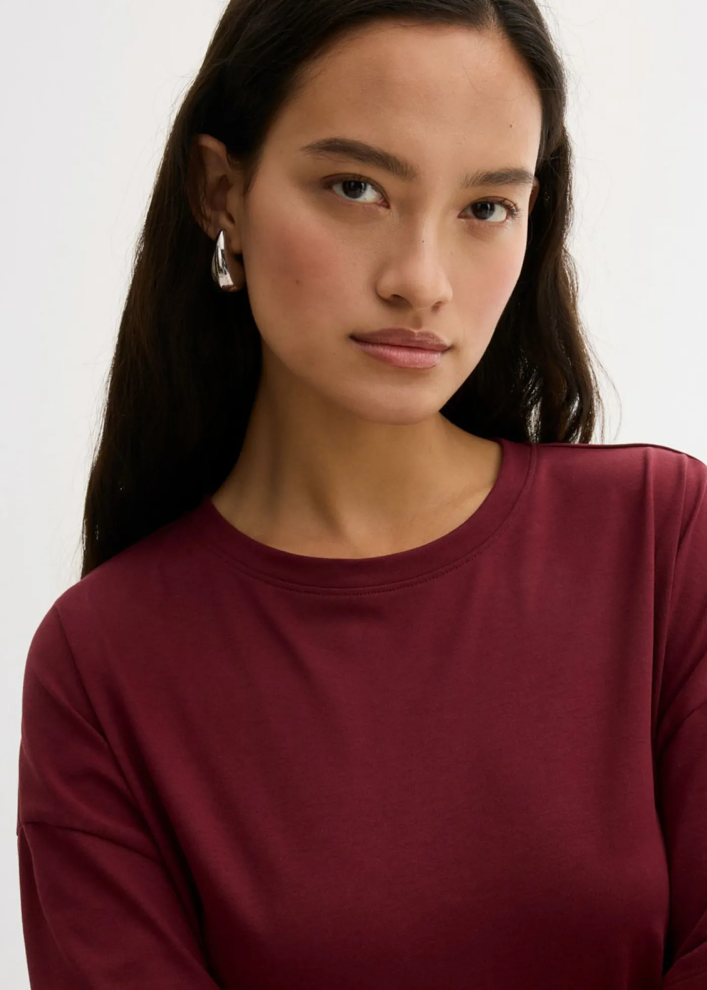 bonprix bonprix Camiseta holgada de mezcla de algodón rojo avellana Sale