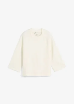 bonprix bonprix Camiseta holgada de punto blanco lana moteado Online
