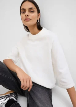 bonprix bonprix Camiseta holgada de punto blanco lana moteado Online