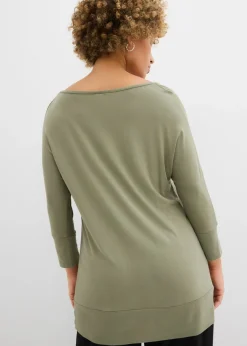 bonprix bonprix Camiseta holgada de viscosa fluida Verde oliva