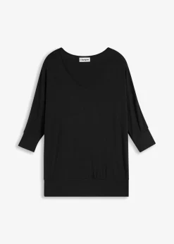 bonprix bonprix Camiseta holgada de viscosa fluida Negro Best