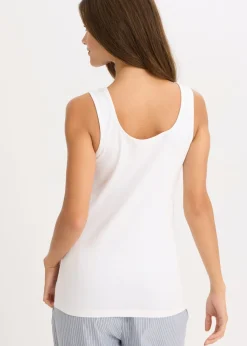 bonprix bonprix Camiseta interior de algodón orgánico y encaje (2 unidades) Negro-blanco