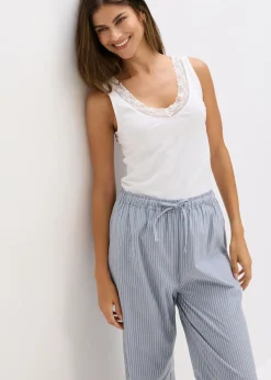 bonprix bonprix Camiseta interior de algodón orgánico y encaje (2 unidades) Negro-blanco