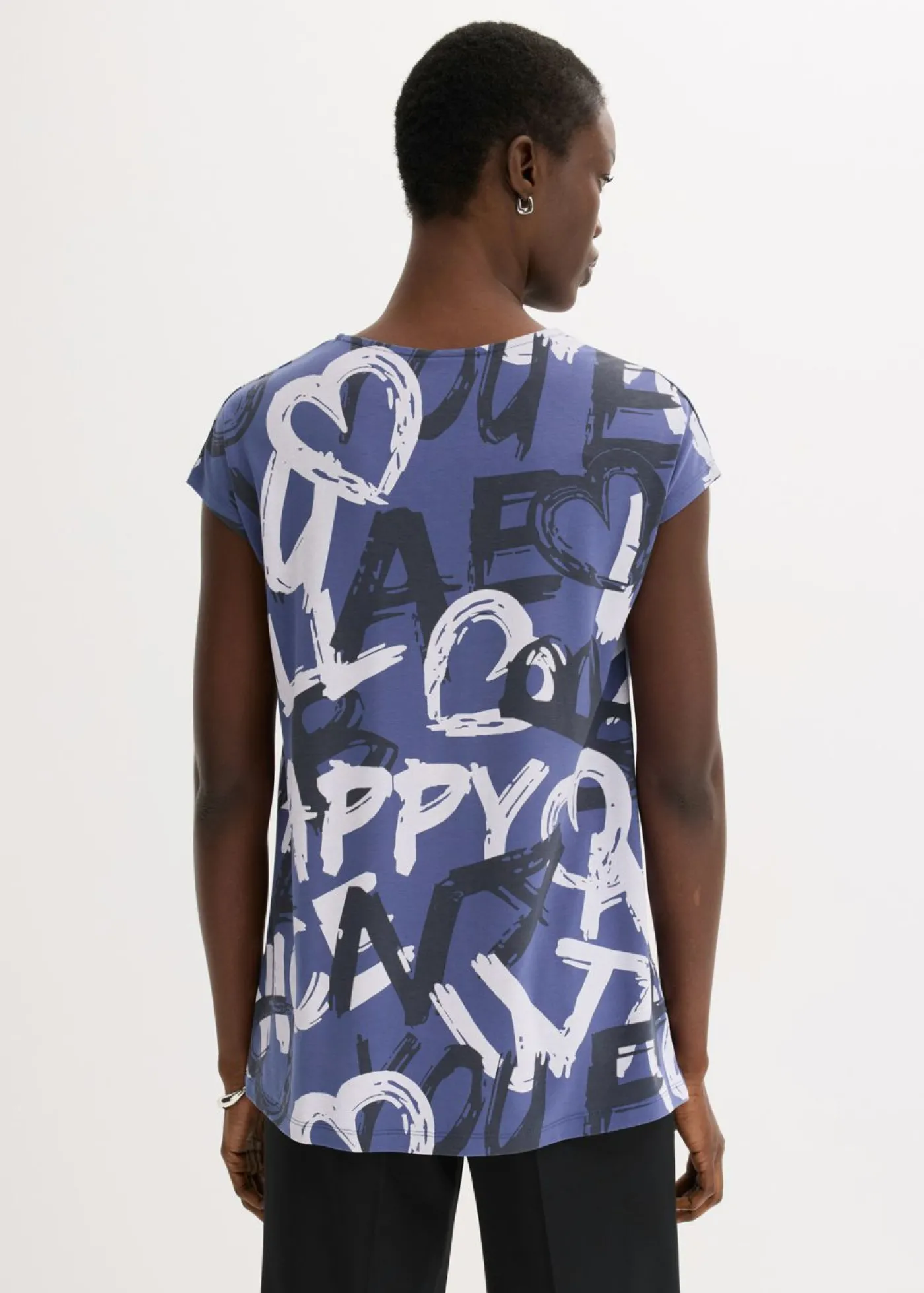 bonprix bonprix Camiseta larga Índigo/azul oscuro/beige natural estampado Hot