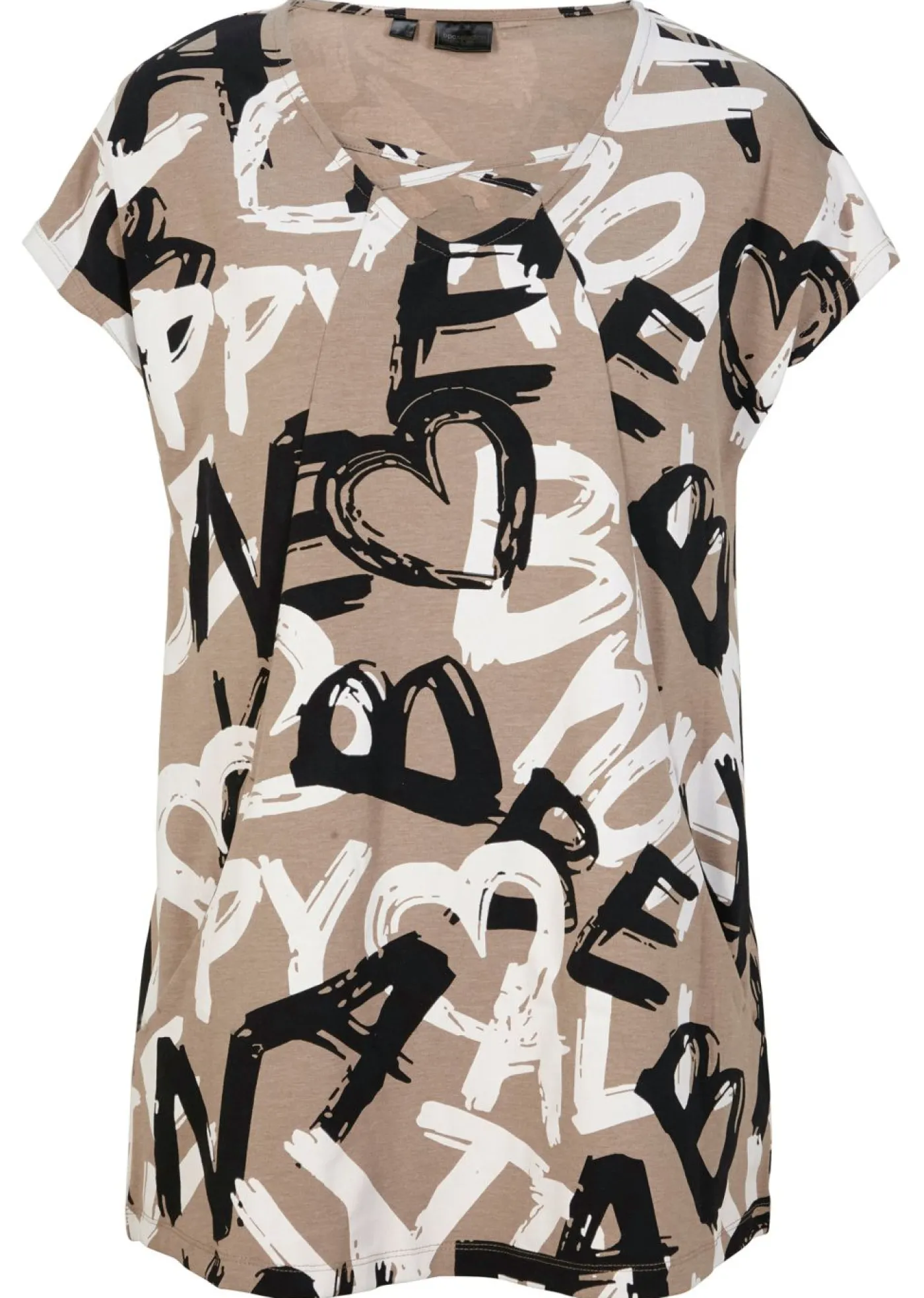 bonprix bonprix Camiseta larga Marrón grisáceo-negro-blanco estampado Sale