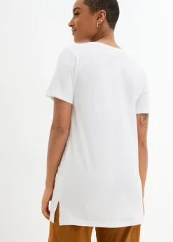 bonprix bonprix Camiseta larga con escote en V (2 unidades) Negro+blanco Clearance