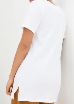 bonprix bonprix Camiseta larga con escote en V (2 unidades) Negro+blanco Clearance