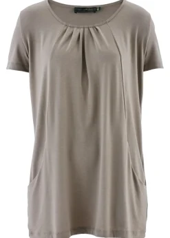 bonprix bonprix Camiseta larga con viscosa Marrón grisáceo New