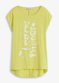 bonprix bonprix Camiseta larga de algodón orgánico puro Amarillo cítrico Clearance