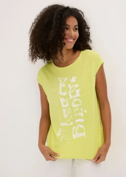 bonprix bonprix Camiseta larga de algodón orgánico puro Amarillo cítrico Clearance