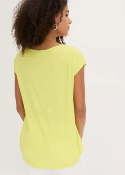 bonprix bonprix Camiseta larga de algodón orgánico puro Amarillo cítrico Clearance