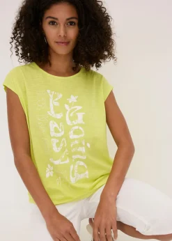 bonprix bonprix Camiseta larga de algodón orgánico puro Amarillo cítrico Clearance