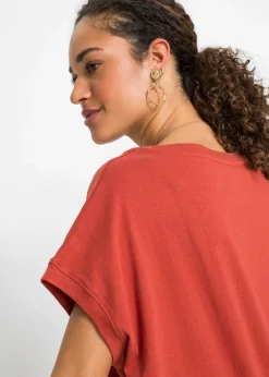 bonprix bonprix Camiseta larga de algodón puro rojo carmín Online