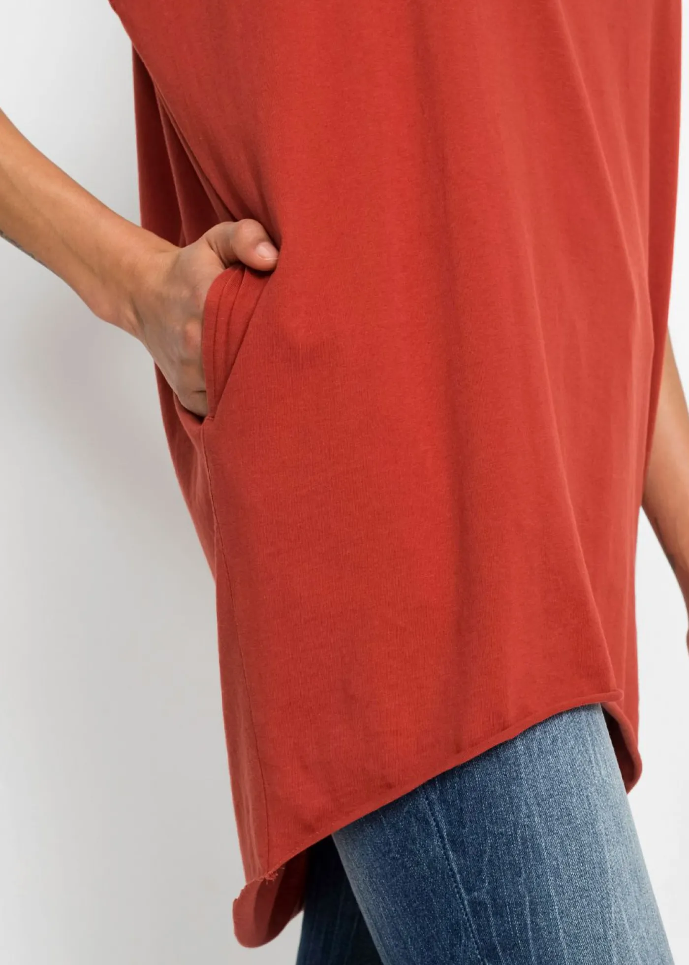 bonprix bonprix Camiseta larga de algodón puro rojo carmín Online
