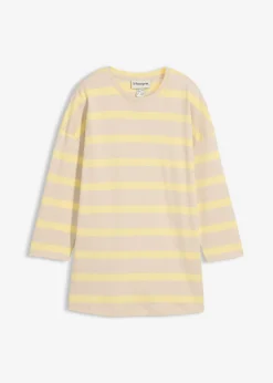 bonprix bonprix Camiseta larga de algodón orgánico pesado arena claro-amarillo claro rayas horizontales Clearance