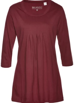 bonprix bonprix Camiseta larga de algodón puro rojo avellana Sale