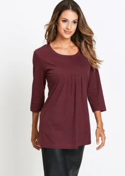 bonprix bonprix Camiseta larga de algodón puro rojo avellana Sale
