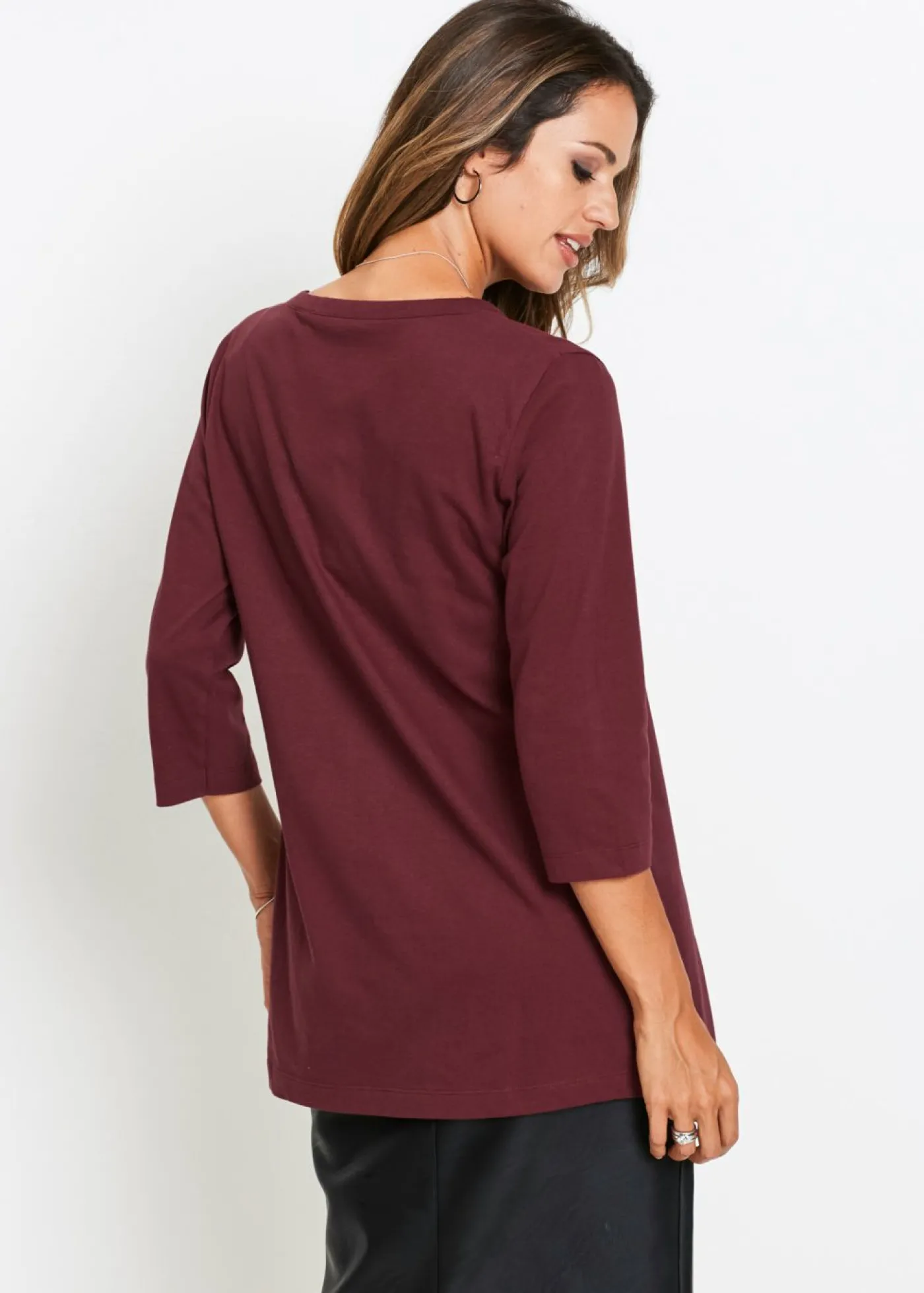 bonprix bonprix Camiseta larga de algodón puro rojo avellana Sale