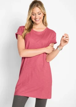 bonprix bonprix Camiseta larga de algodón puro Frambuesa ahumado