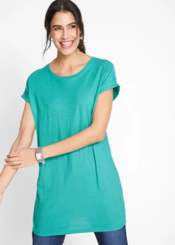 bonprix bonprix Camiseta larga de algodón puro Esmeralda Outlet