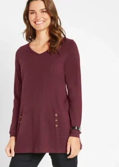 bonprix bonprix Camiseta larga de algodón puro rojo avellana Clearance