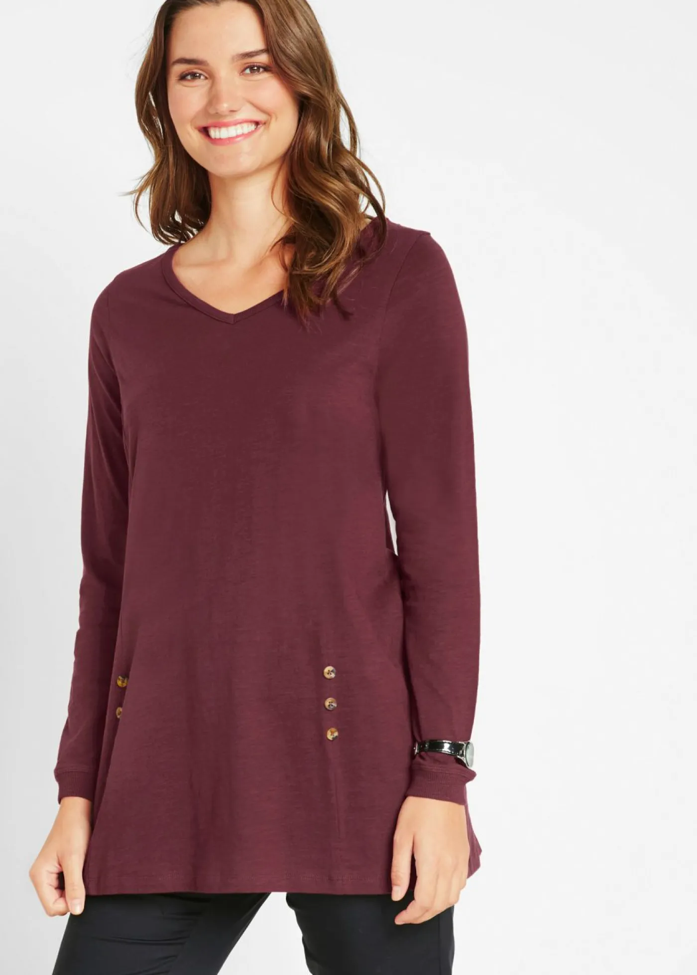 bonprix bonprix Camiseta larga de algodón puro rojo avellana Clearance