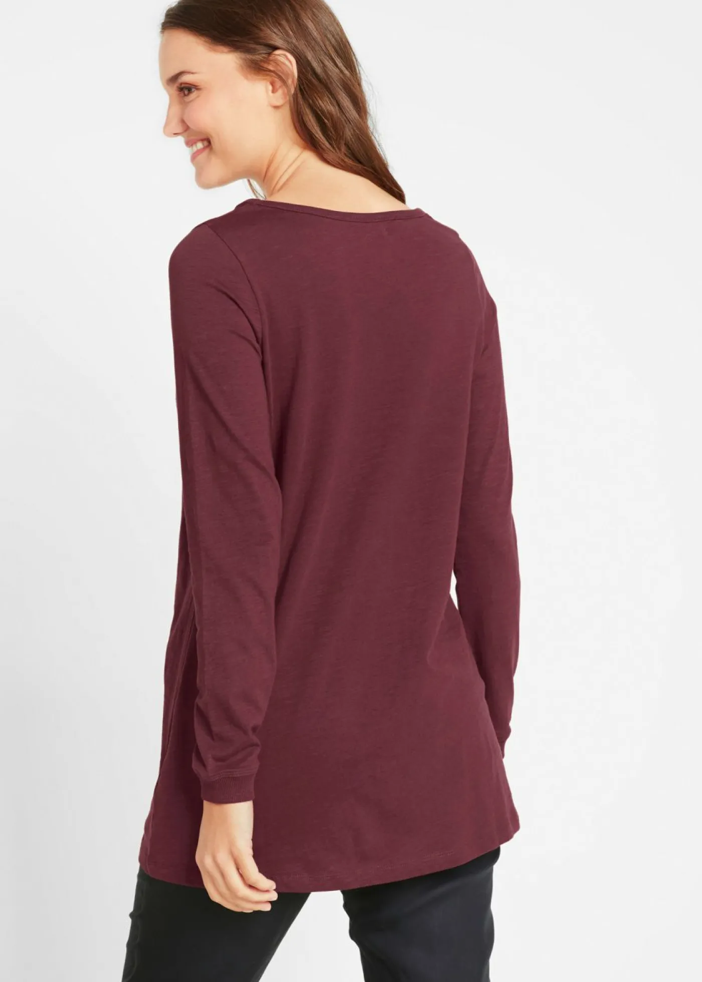 bonprix bonprix Camiseta larga de algodón puro rojo avellana Clearance