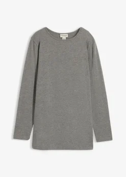 bonprix bonprix Camiseta larga de algodón orgánico puro Gris jaspeado Discount