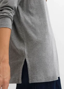 bonprix bonprix Camiseta larga de algodón orgánico puro Gris jaspeado Discount