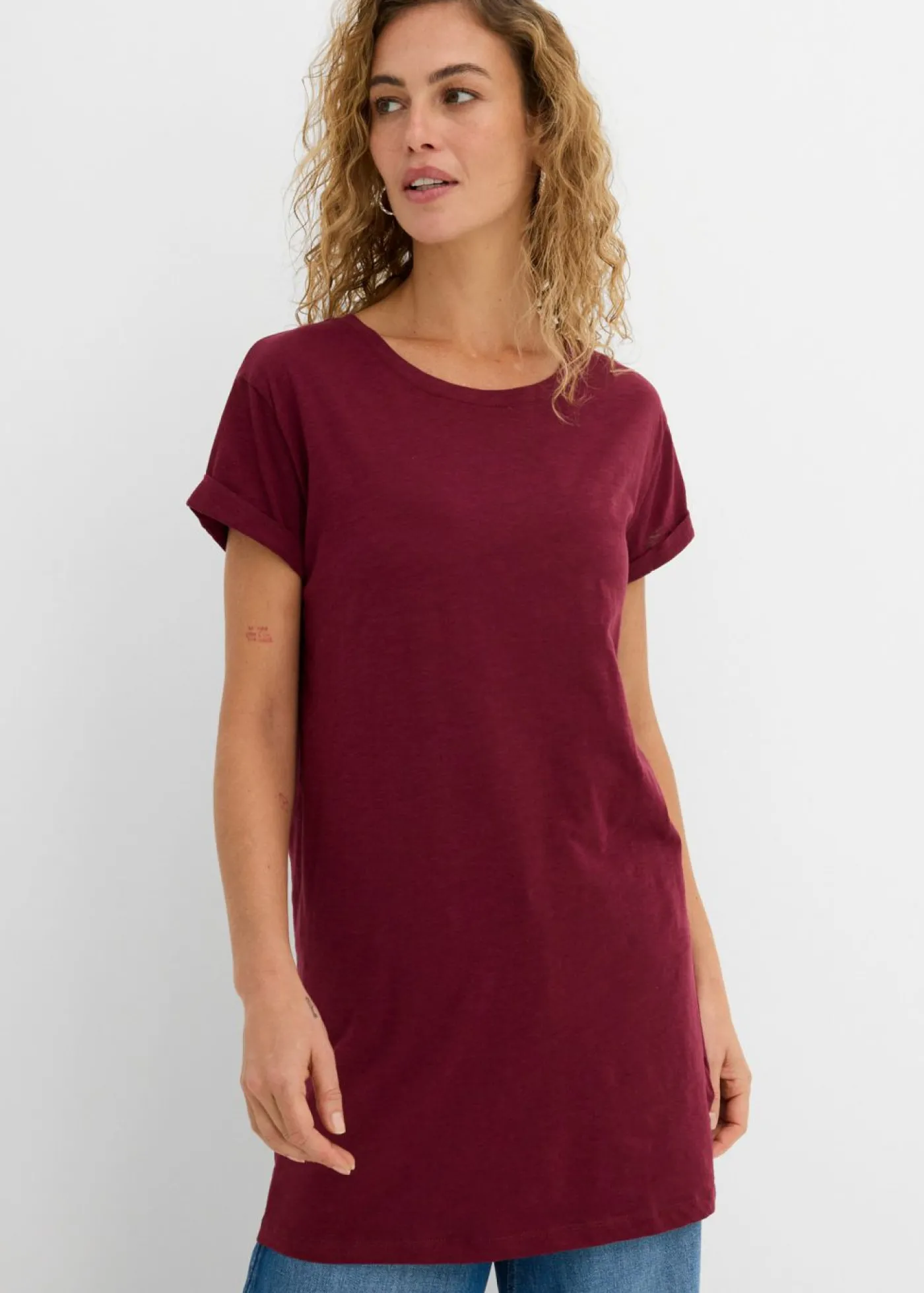 bonprix bonprix Camiseta larga de algodón puro rojo avellana Online