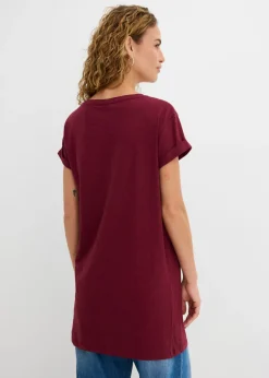 bonprix bonprix Camiseta larga de algodón puro rojo avellana Online