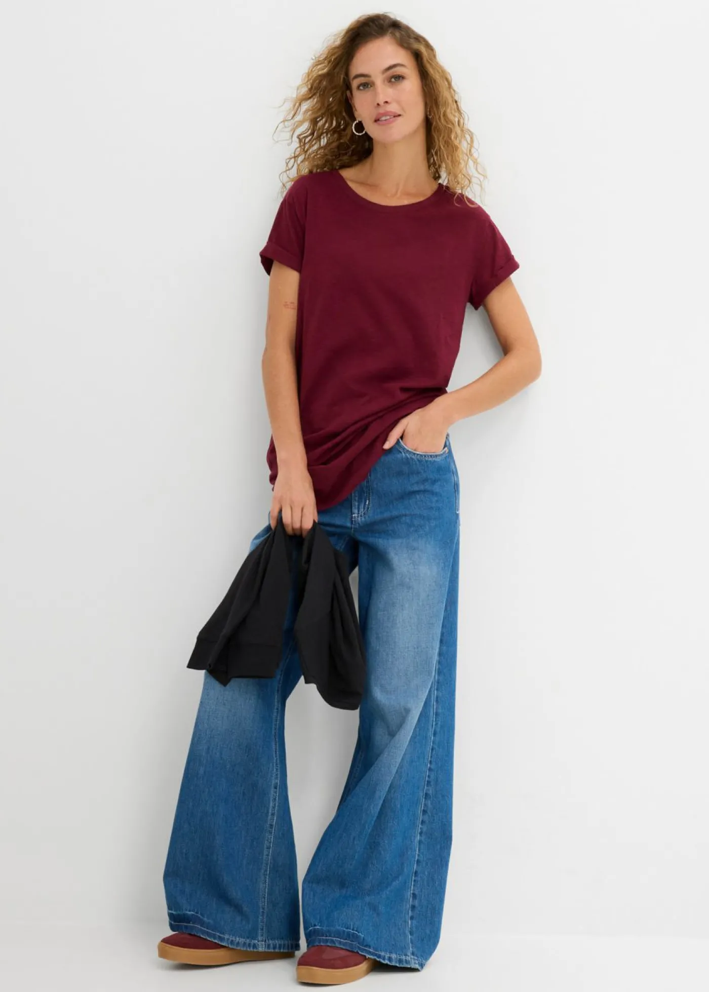 bonprix bonprix Camiseta larga de algodón puro rojo avellana Online