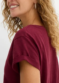 bonprix bonprix Camiseta larga de algodón puro rojo avellana Online