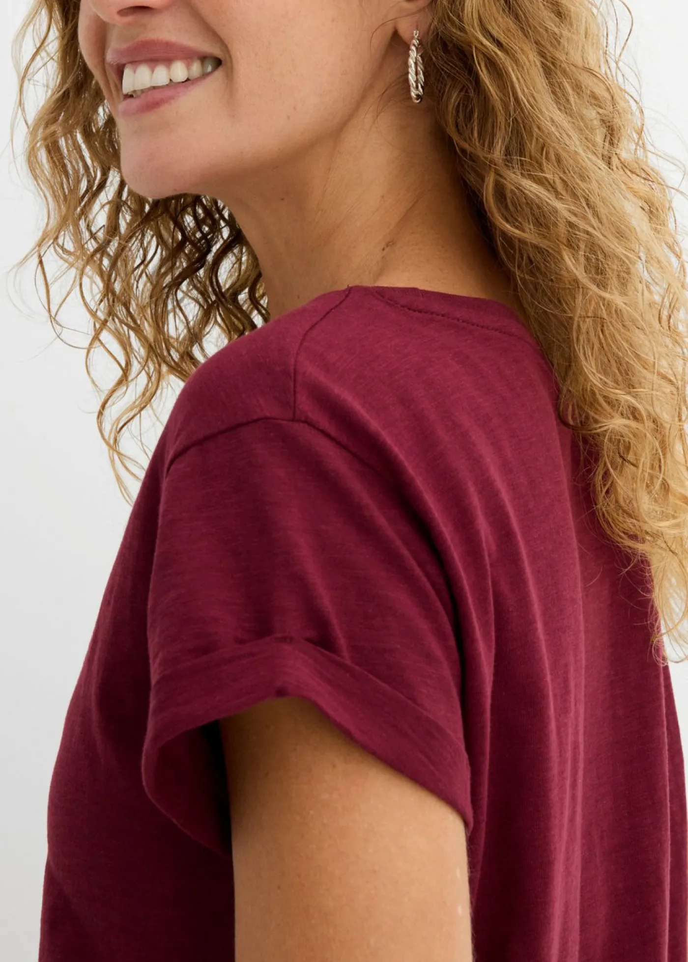 bonprix bonprix Camiseta larga de algodón puro rojo avellana Online
