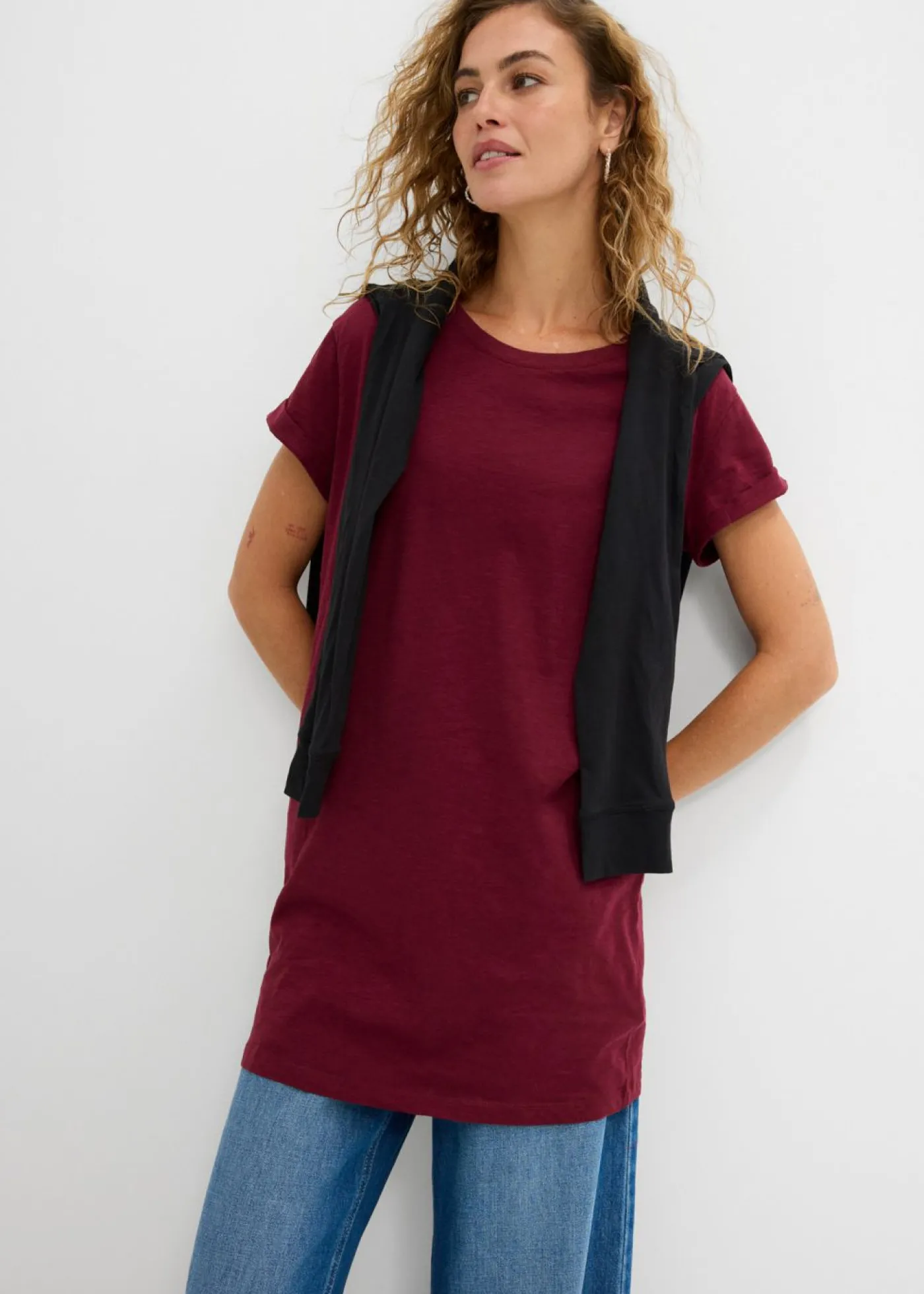 bonprix bonprix Camiseta larga de algodón puro rojo avellana Online