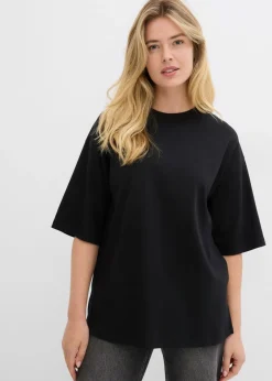 bonprix bonprix Camiseta larga de interlock Negro Discount