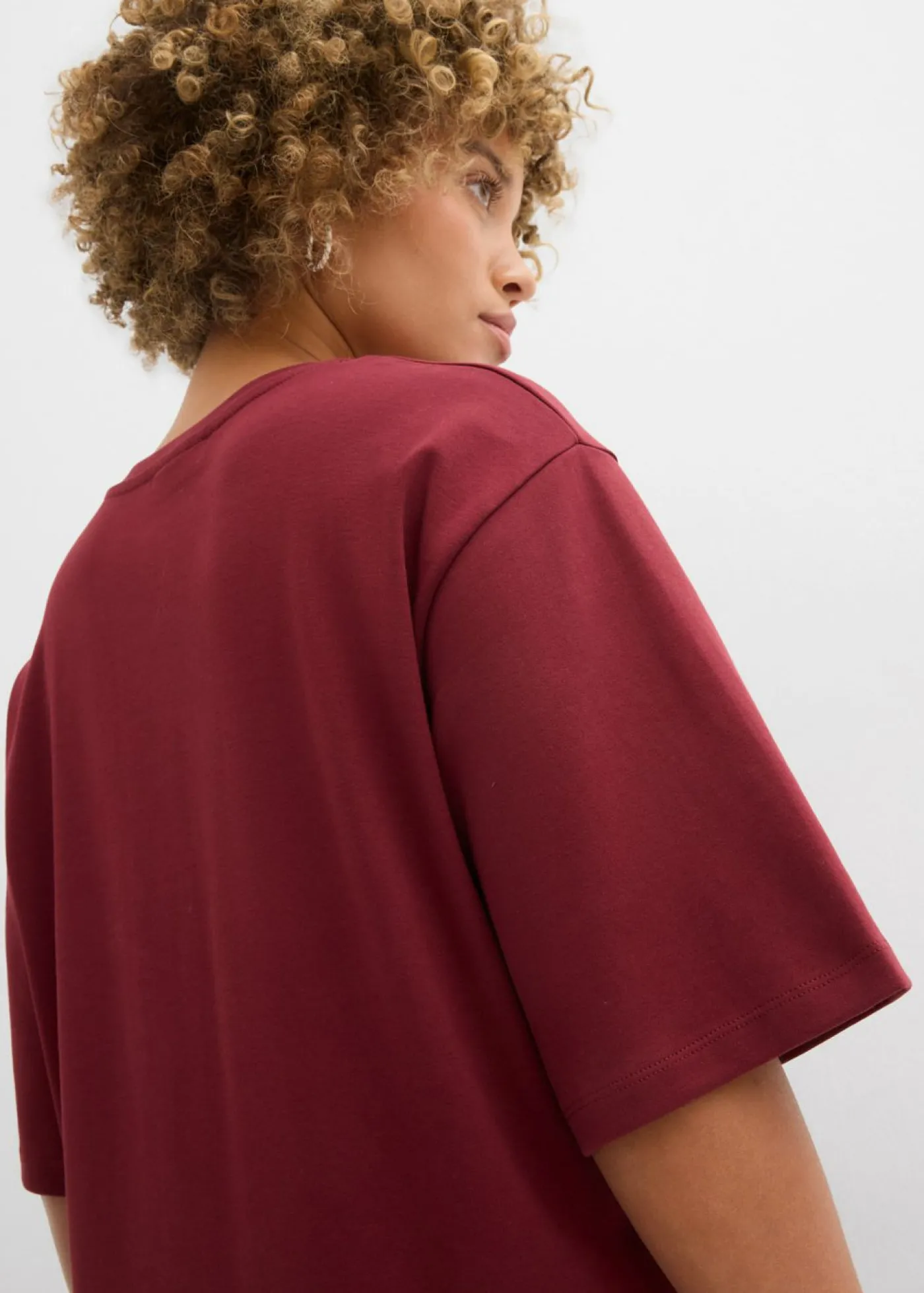 bonprix bonprix Camiseta larga de interlock Rojo rubí Sale