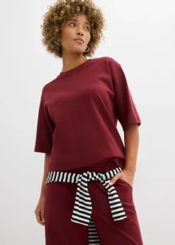 bonprix bonprix Camiseta larga de interlock Rojo rubí Sale